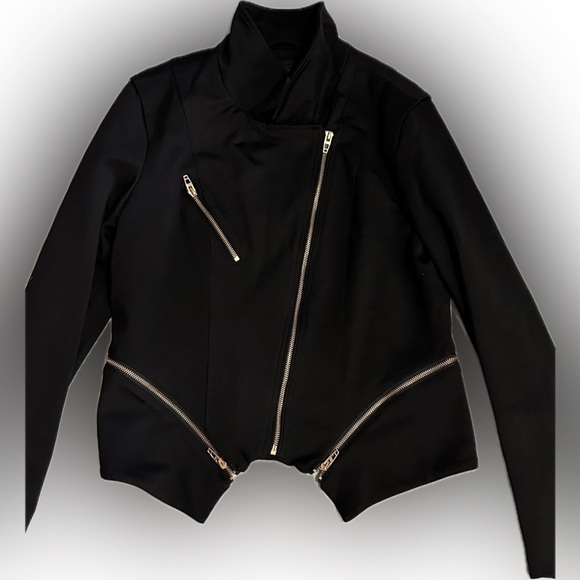 NEW BLANKNYC Denim Psychopath Ponte Moto Jacket - Black / Gold - Large - Picture 7 of 9